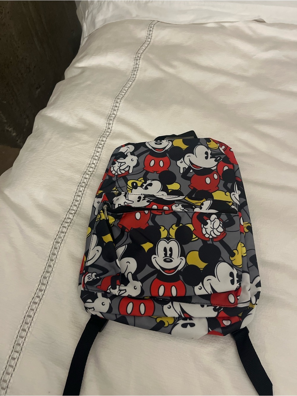 Mickey Mouse Graphic Backpack - Red, Yellow, Black NWT. full size backpack